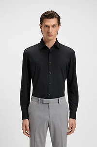 Slim-fit shirt textured performance-stretch jersey