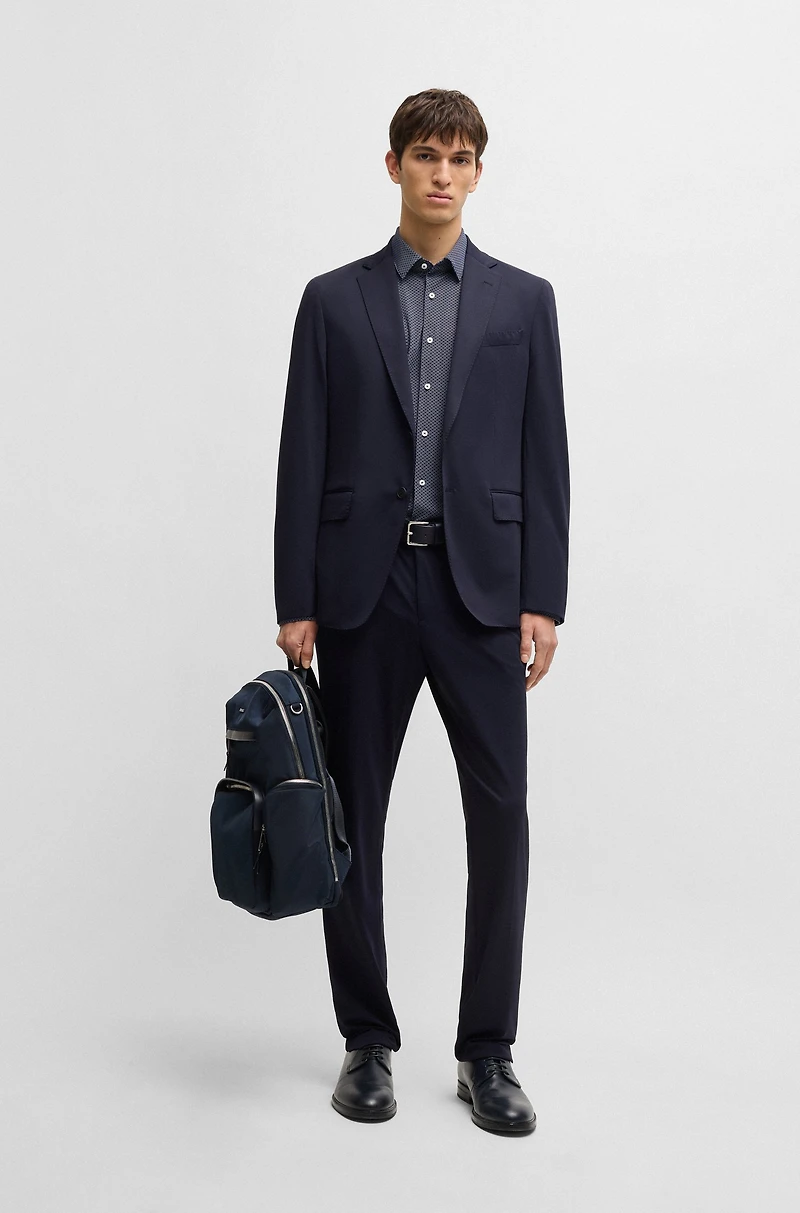 Slim-fit shirt geometric-print performance-stretch jersey
