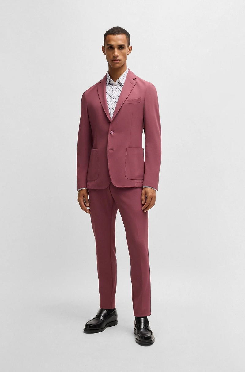 Slim-fit shirt geometric-print performance-stretch jersey