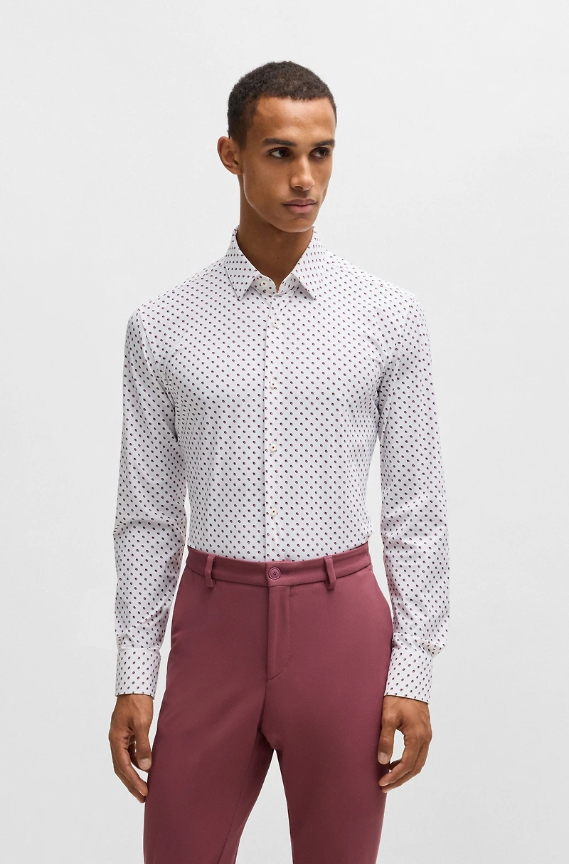 Slim-fit shirt geometric-print performance-stretch jersey