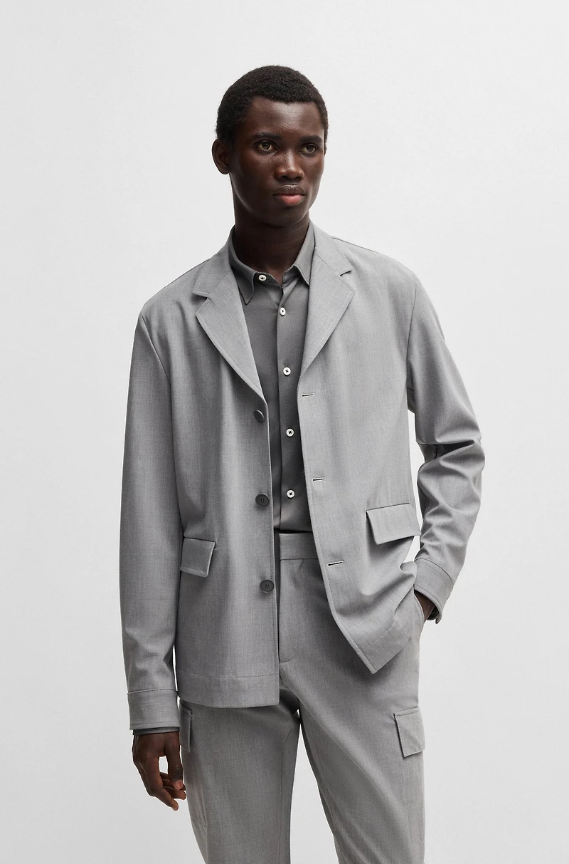 Slim-fit shirt performance-stretch structured fabric