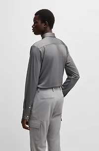 Slim-fit shirt performance-stretch structured fabric