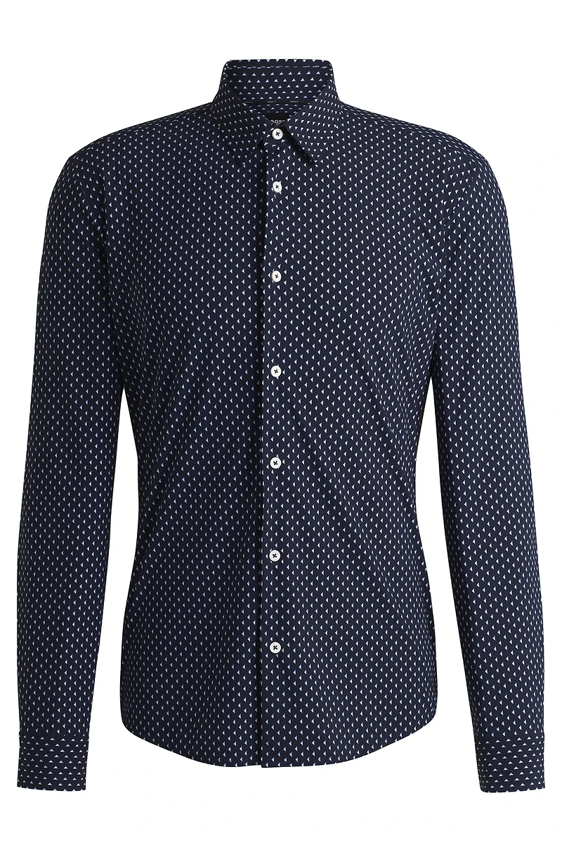 Slim-fit shirt geometric-print performance-stretch fabric