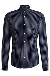 Slim-fit shirt geometric-print performance-stretch fabric