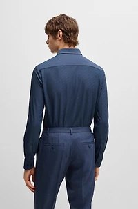 Slim-fit shirt performance-stretch monogram jacquard