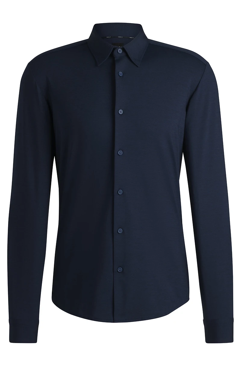 Slim-fit shirt melange performance-stretch jersey