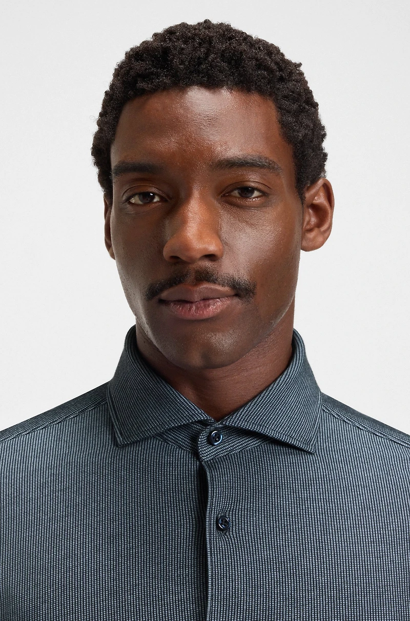 Casual-fit shirt micro-check stretch cotton