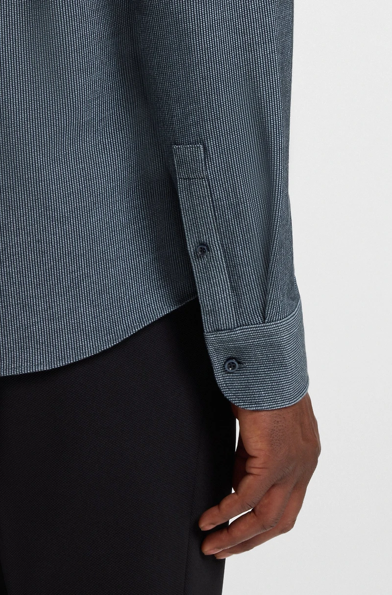 Casual-fit shirt micro-check stretch cotton