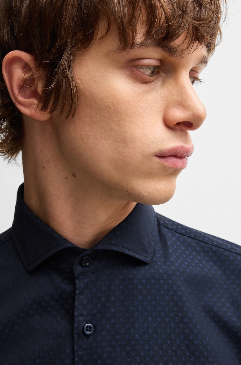 Casual-fit shirt patterned structured cotton