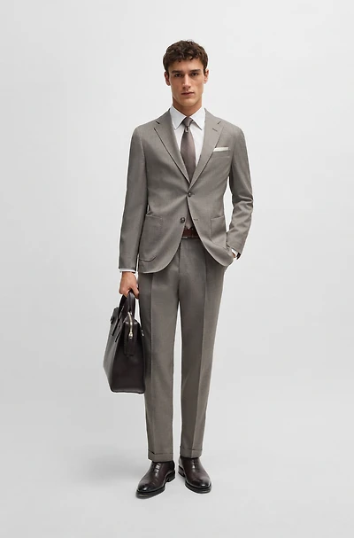 Slim-fit suit high-twist virgin wool