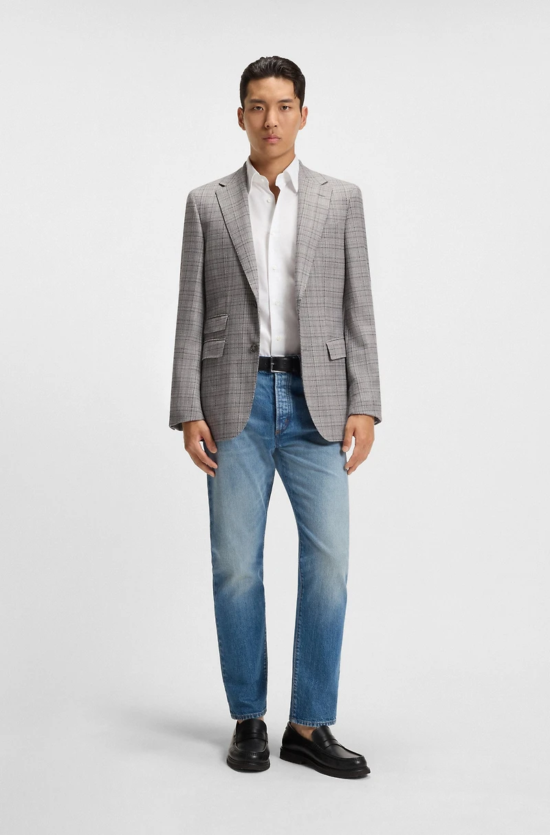 Regular-fit blazer checked stretch wool