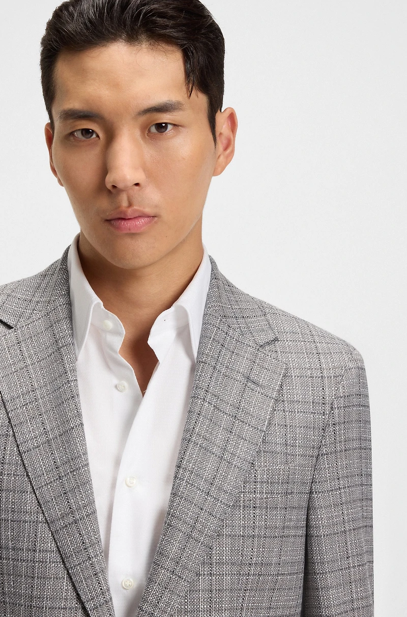 Regular-fit blazer checked stretch wool