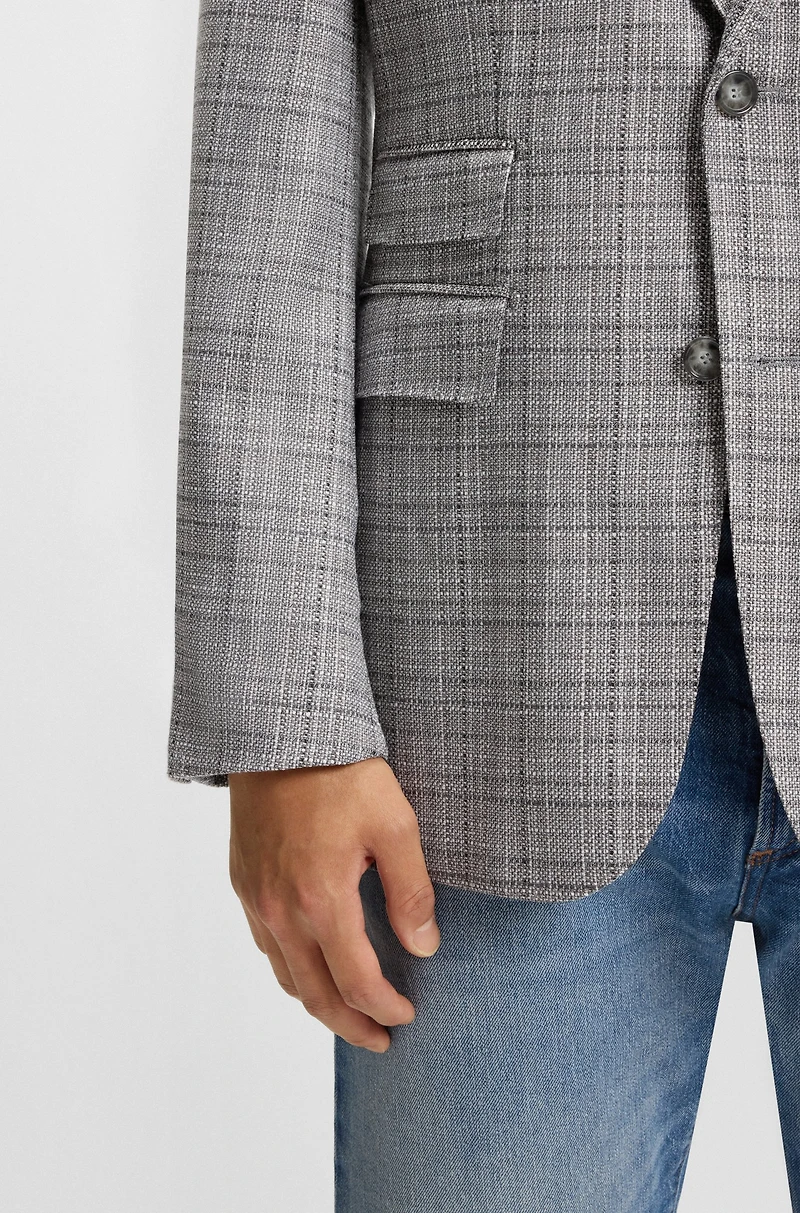 Regular-fit blazer checked stretch wool
