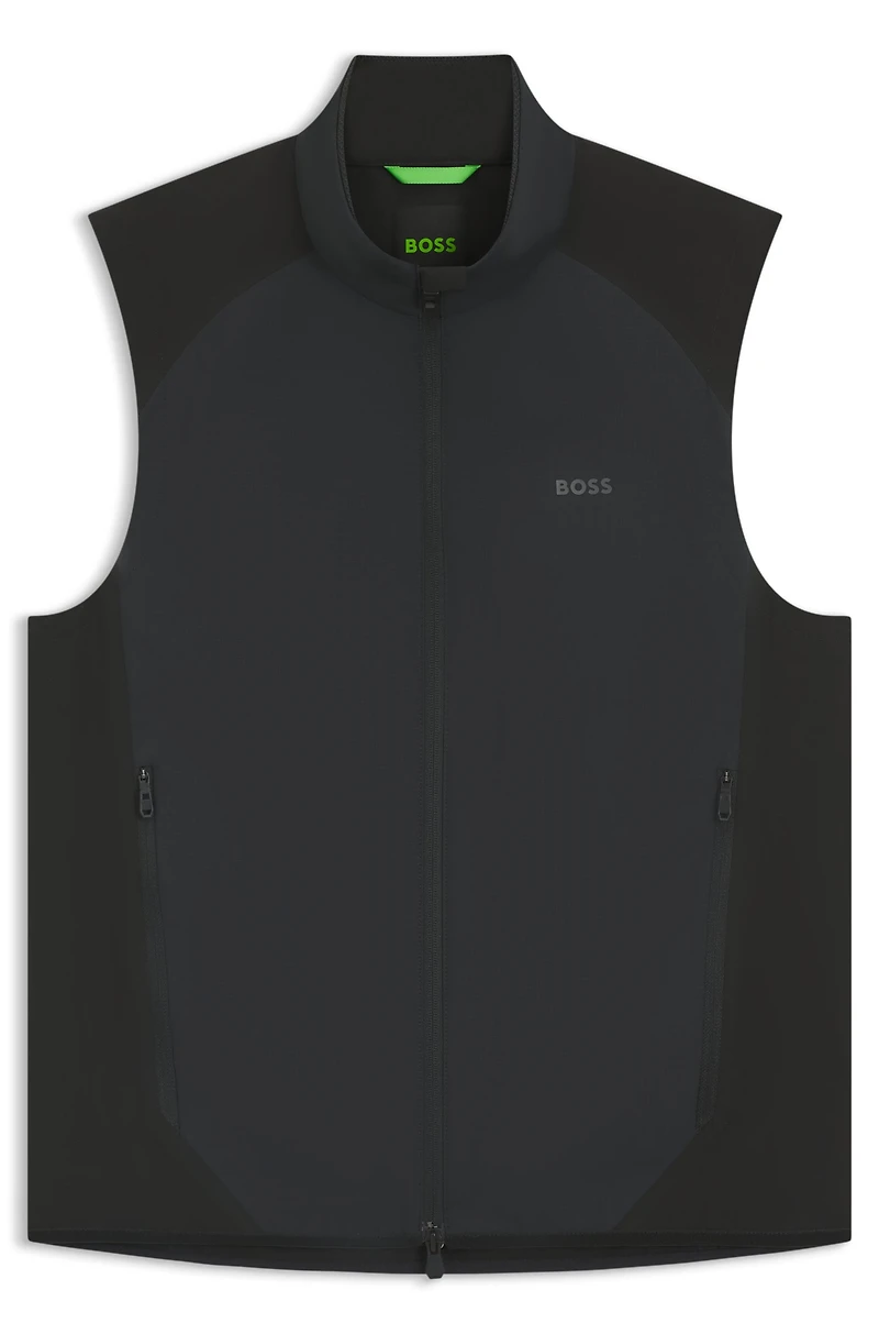 Water-repellent golf vest with decorative reflective details