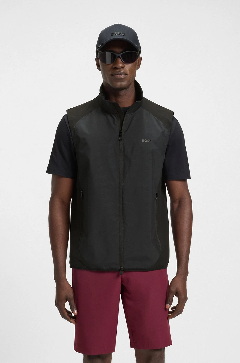 Water-repellent golf vest with decorative reflective details