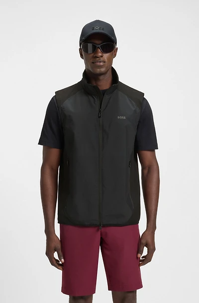 Water-repellent golf vest with decorative reflective details