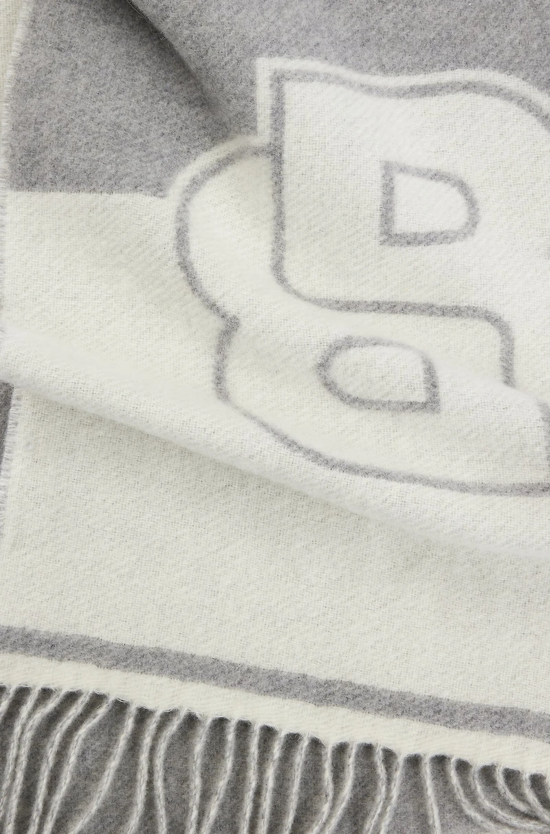 Wool-blend scarf with Double B monogram jacquard