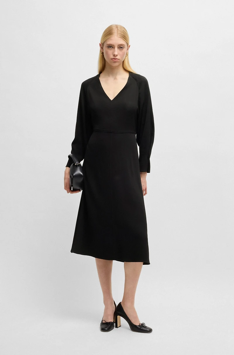V-neck dress with button cuffs