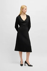 V-neck dress with button cuffs