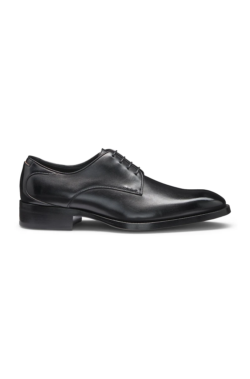Burnished-leather Derby shoes with stitch details
