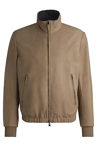 Reversible jacket nubuck leather with two-way zip
