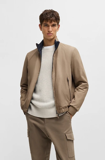 Reversible jacket nubuck leather with two-way zip