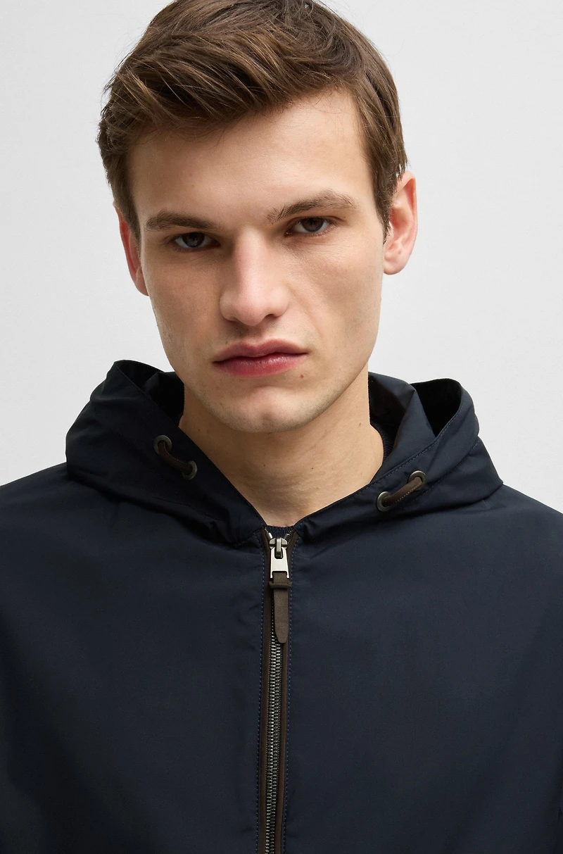 Hooded jacket peached material