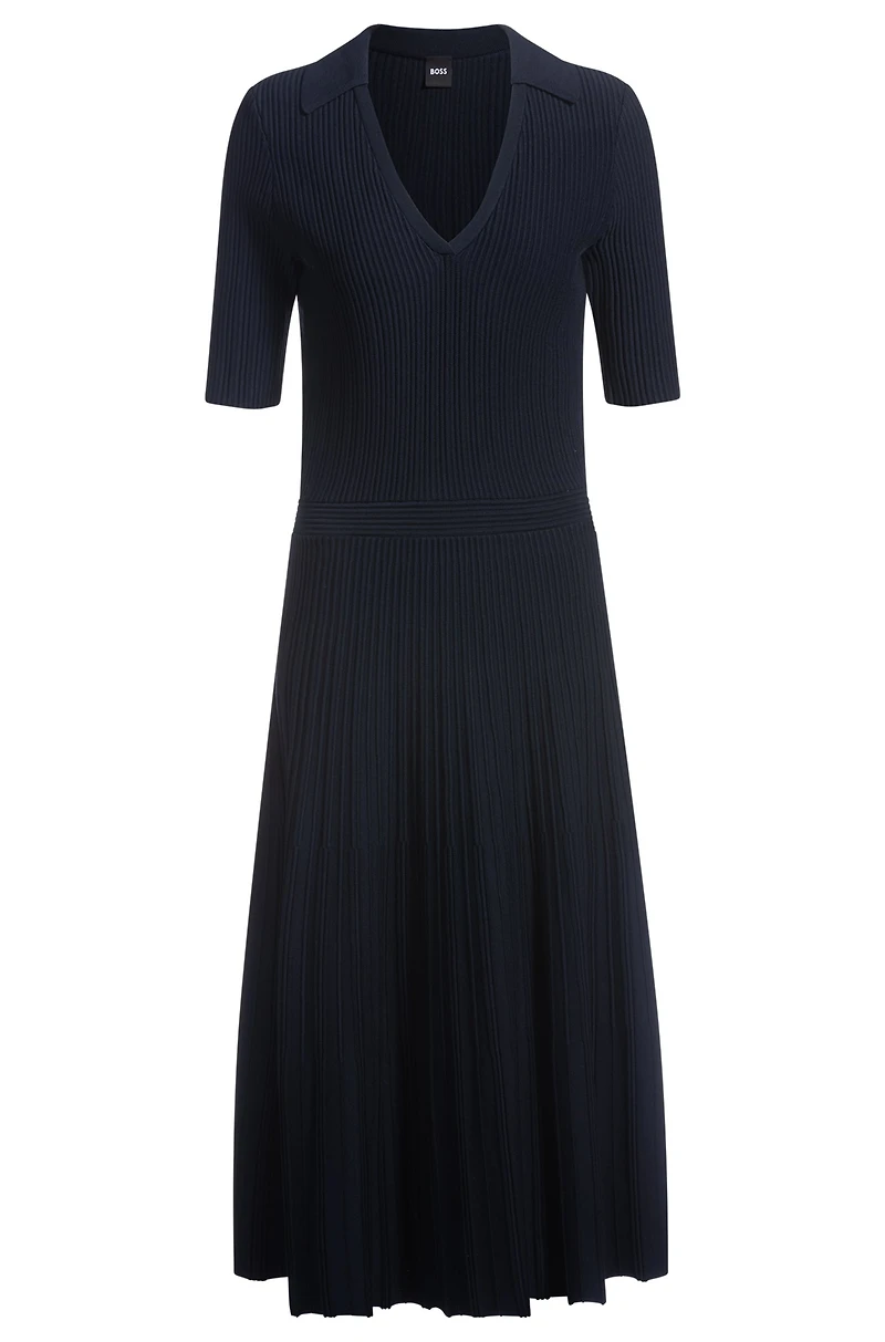 V-neck dress with ribbed structure