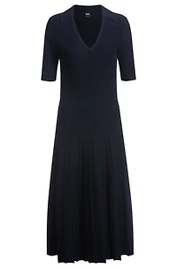 V-neck dress with ribbed structure