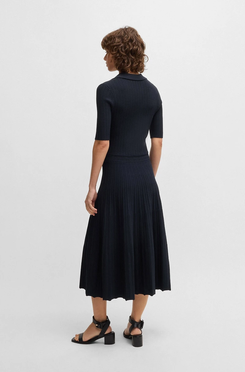 V-neck dress with ribbed structure