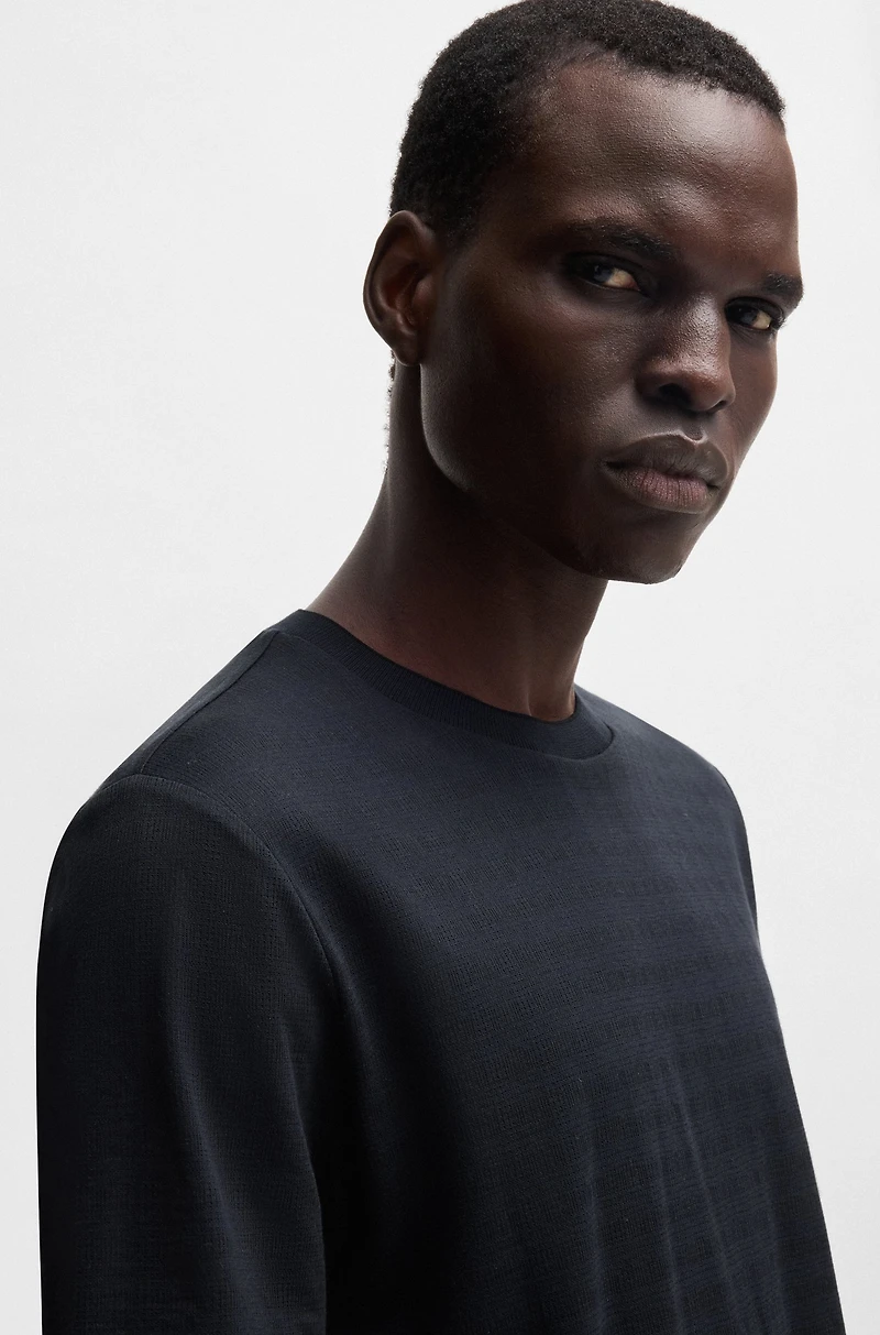 Regular-fit T-shirt cotton-silk checked jacquard