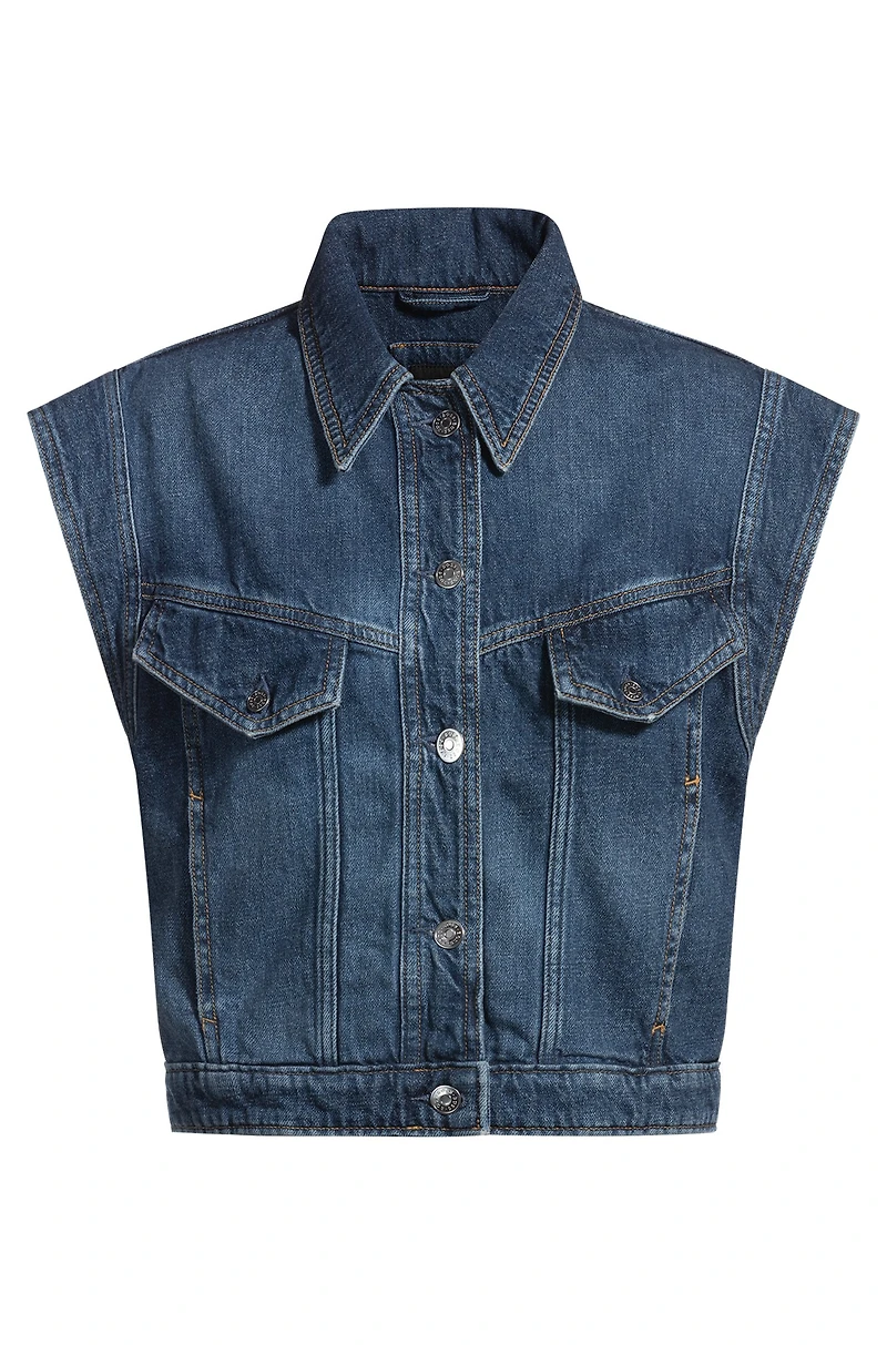 Boxy sleeveless jacket indigo denim