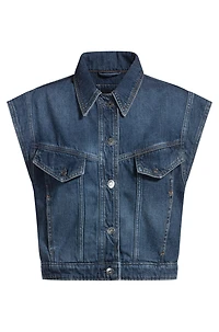 Boxy sleeveless jacket indigo denim