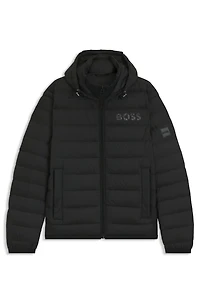 Water-repellent down jacket with tonal logo
