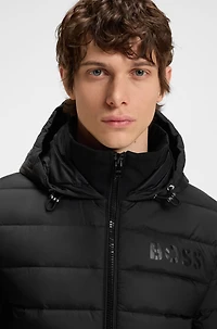 Water-repellent down jacket with tonal logo