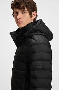 Water-repellent down jacket with tonal logo