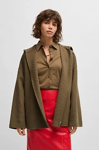 Hooded coat double-faced wool