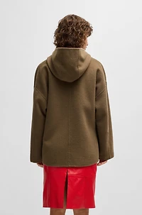 Hooded coat double-faced wool