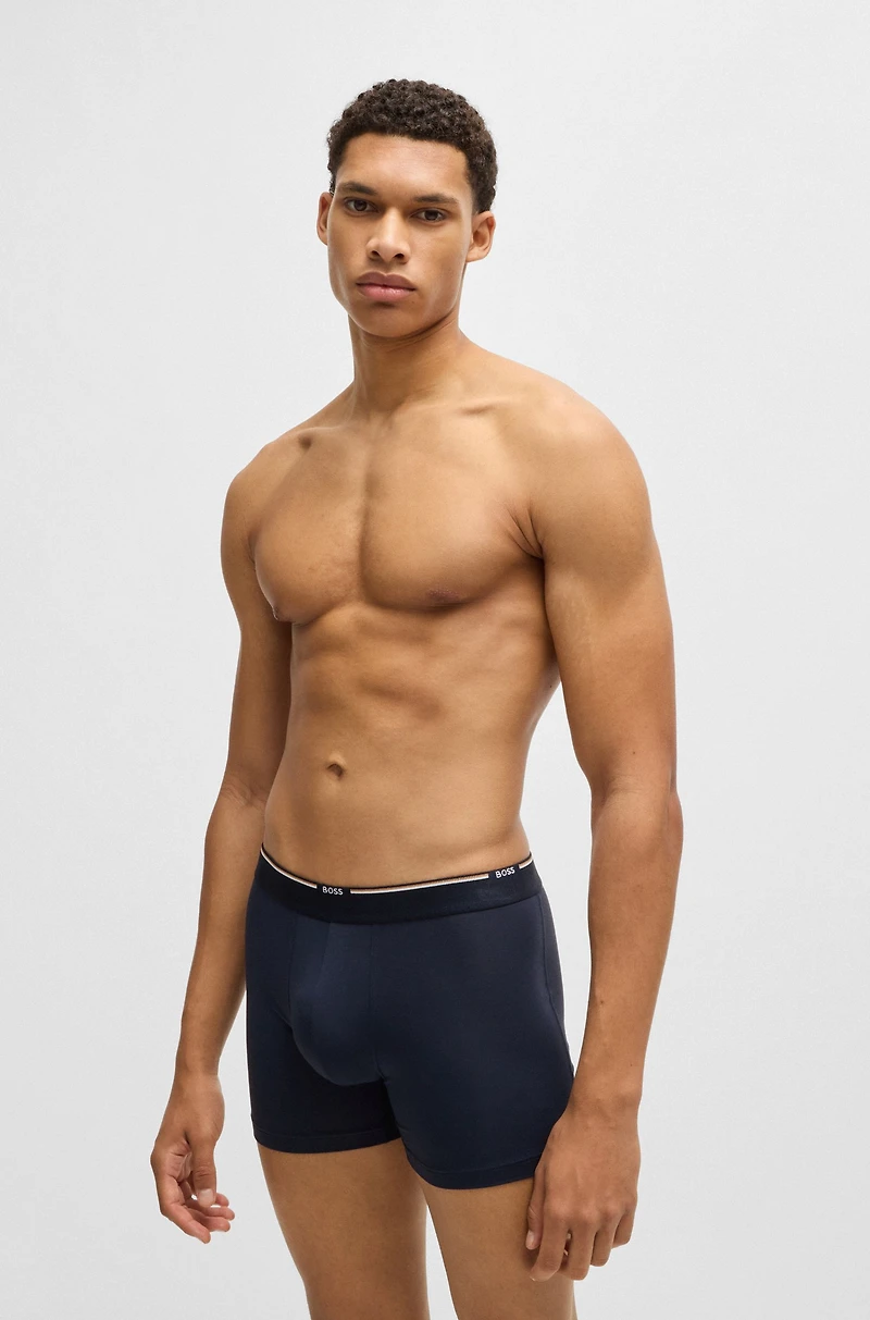 Three-pack of stretch-jersey boxer briefs with logos