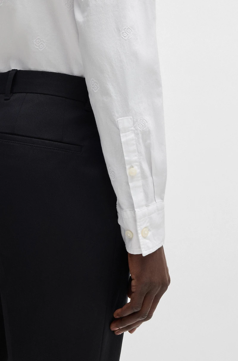 Relaxed-fit cotton shirt with embroidered Double B monograms