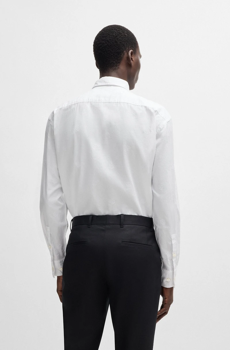 Relaxed-fit cotton shirt with embroidered Double B monograms