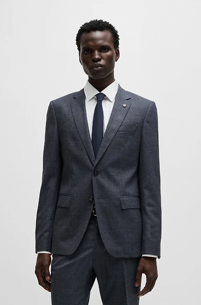 Slim-fit jacket micro-patterned stretch wool