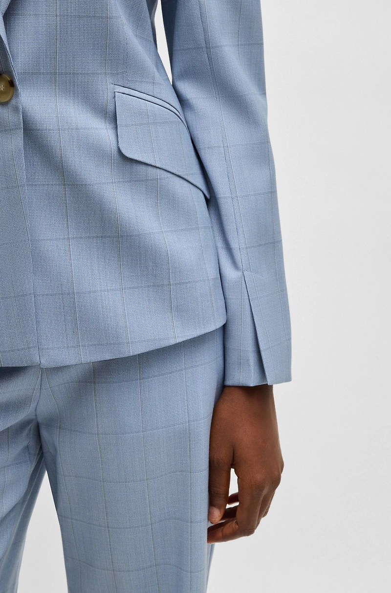 Slim-fit blazer checked wool