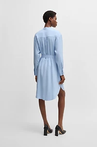 Belted dress with snap placket