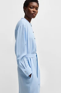 Belted dress with snap placket
