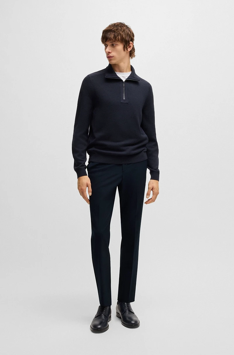 Slim-fit washable trousers micro-patterned stretch fabric
