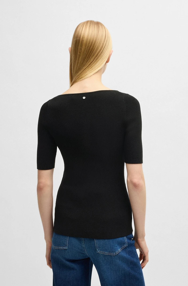Knitted sweater with V neckline slim fit