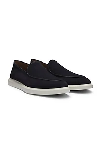 Suede loafers with logo details