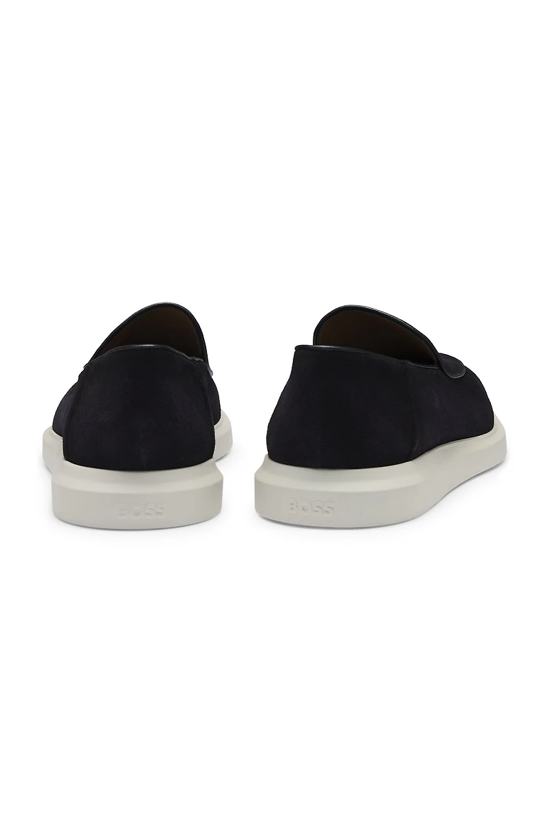 Suede loafers with logo details