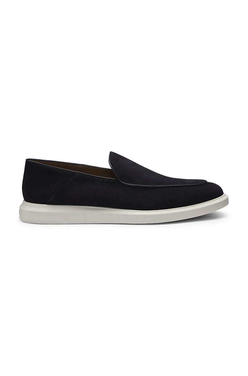 Suede loafers with logo details
